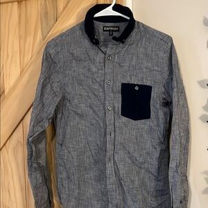 Express Men's Navy Blue and blue Shirt